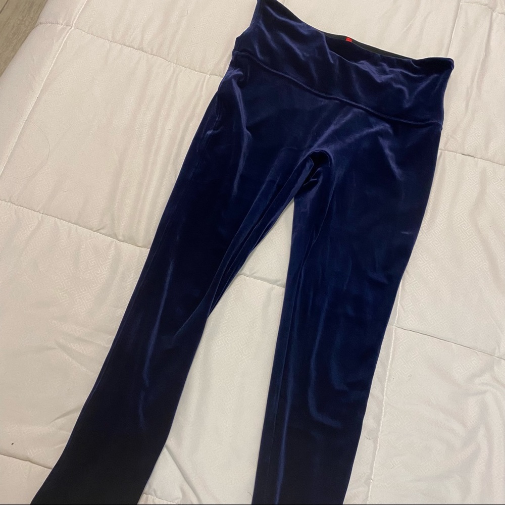 Spanx velvet blue leggings